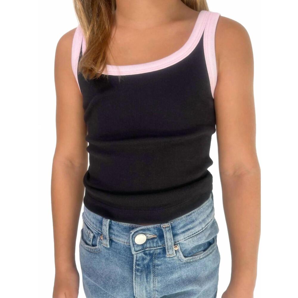 NEW KATIE J NYC girls spencer tank top in black/ballet pink